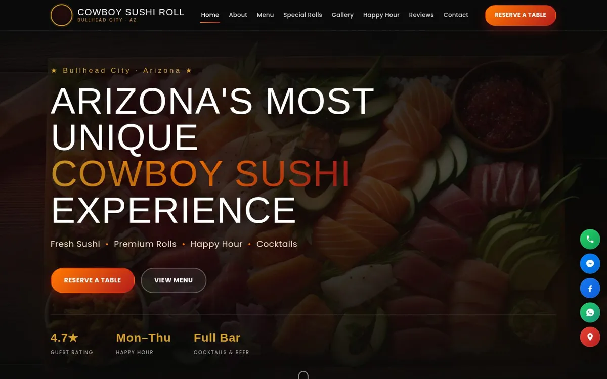 Cowboy Sushi Roll AZ website preview
