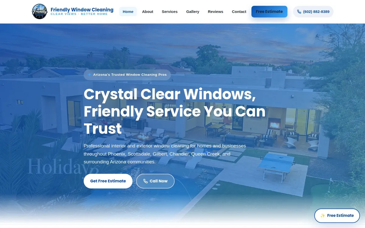 Friendly Window Cleaning website preview