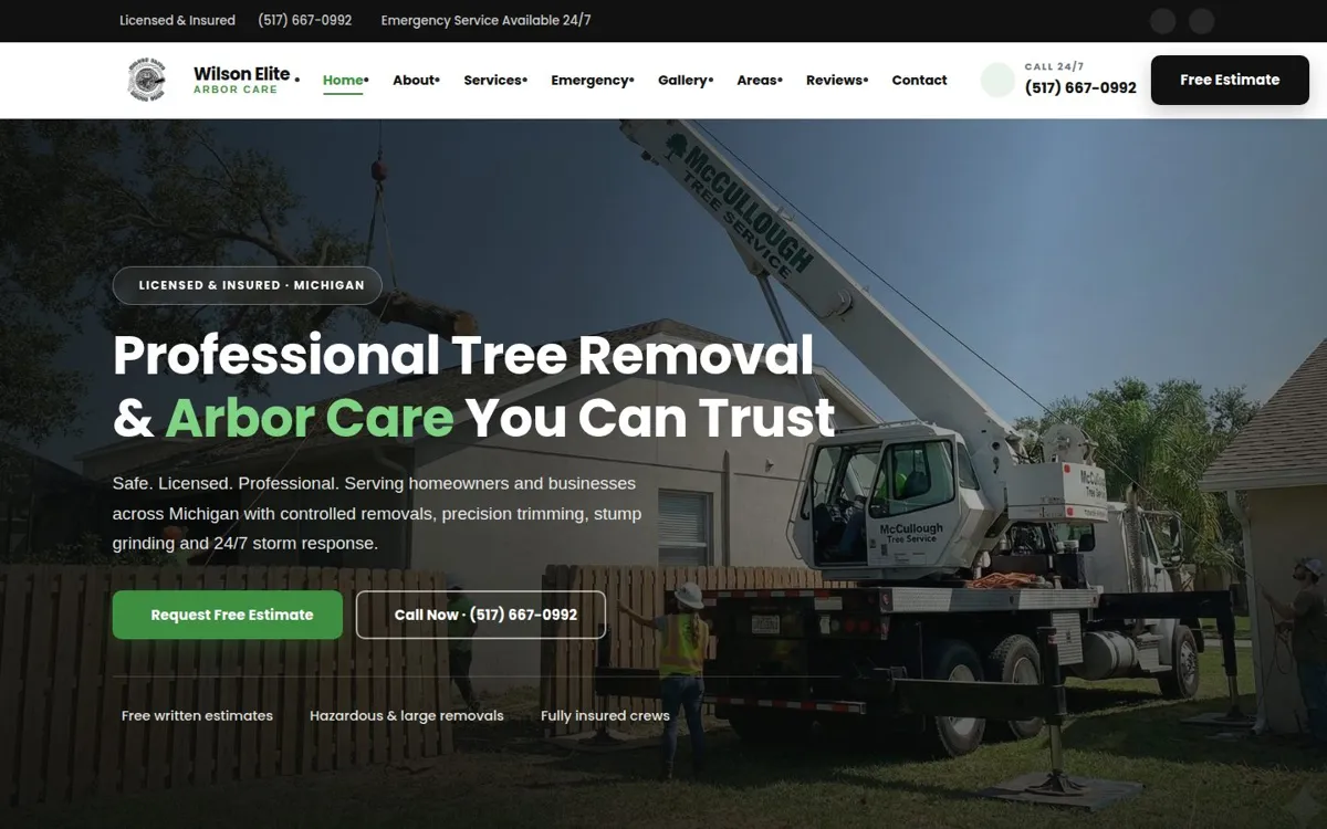 Wilson Elite Arbor Care website preview